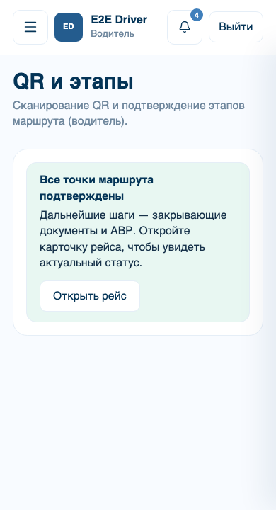 Подтверждение выгрузки